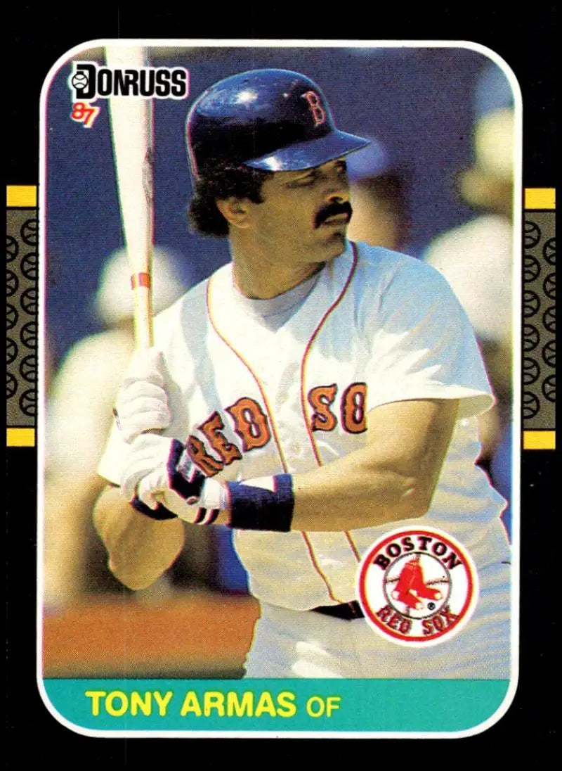 1987 Donruss #498 Tony Armas Boston Red Sox Baseball Card showing player at bat