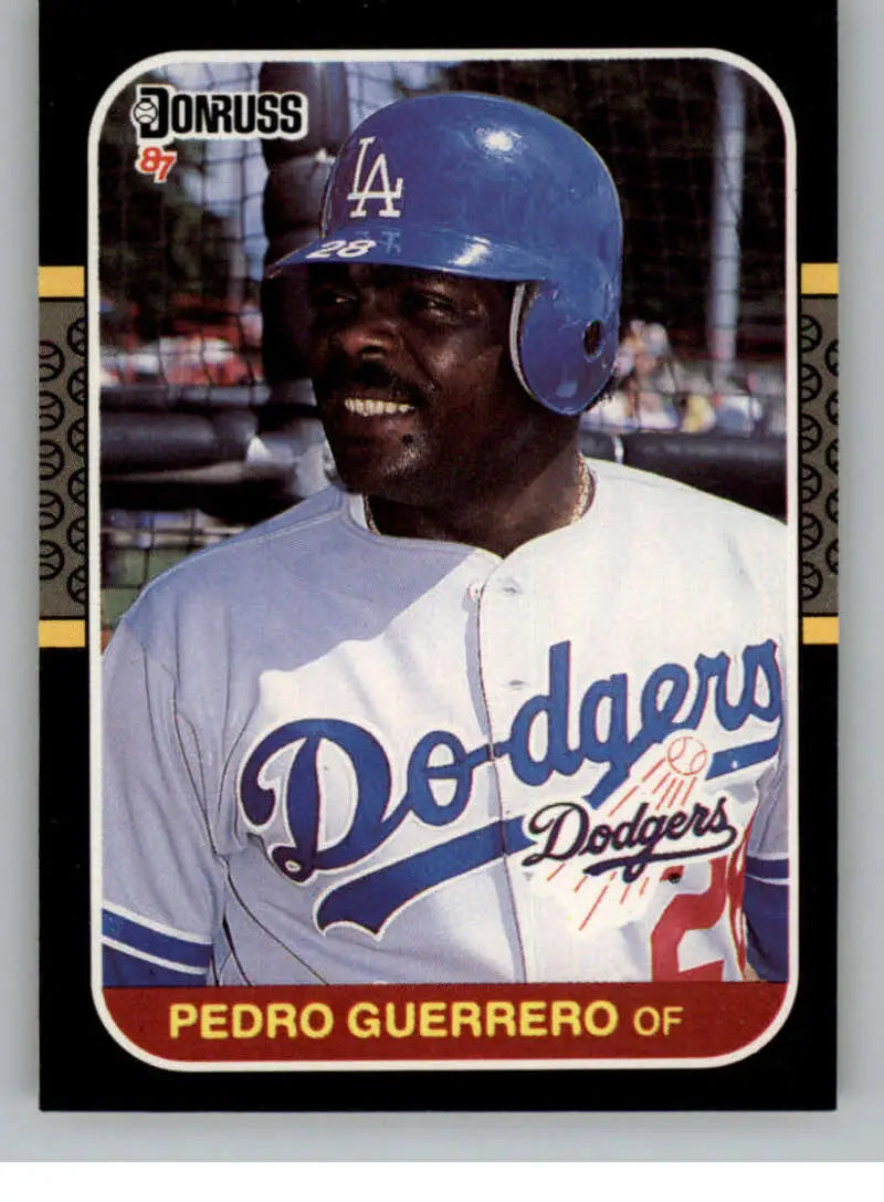 1987 Donruss #53 Pedro Guerrero baseball card featuring Los Angeles Dodgers player