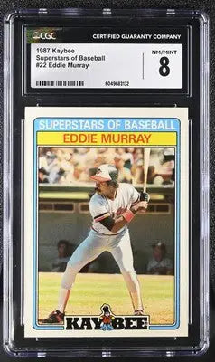 Graded Eddie Murray baseball card from 1987 Kaybee Eddie series, CGC 8