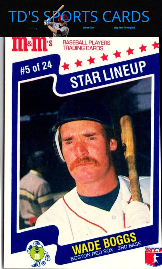 Vintage 1987 M&Ms Star Lineup Wade Boggs baseball trading card display