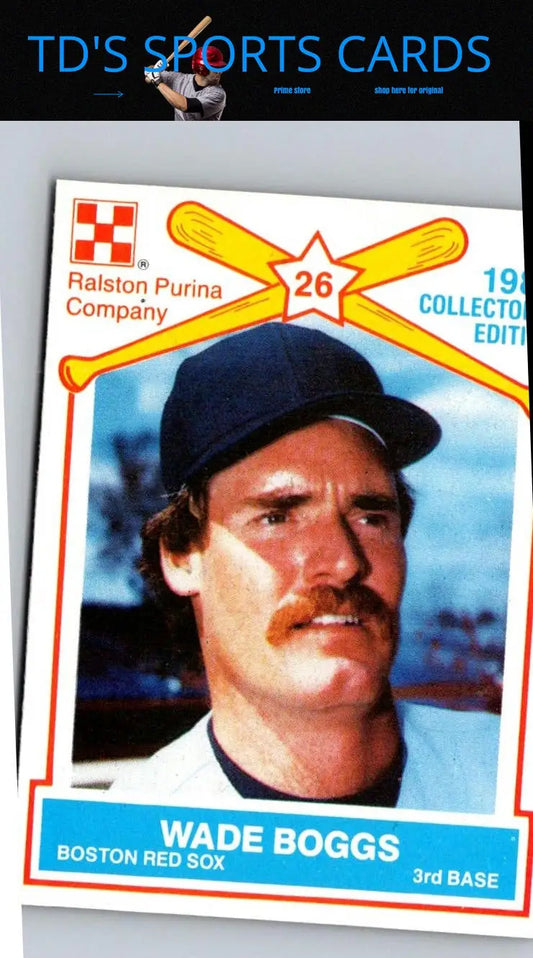 Vintage 1987 Ralston Purina Wade Boggs baseball card featuring a prominent player