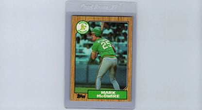 1987 Topps Mark McGwire #366 baseball card in protective case for collectors