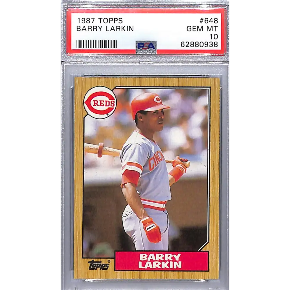 1987 Topps #648 Barry Larkin PSA 10 GEM MINT RC Rookie Cincinnati Reds Baseball Card
