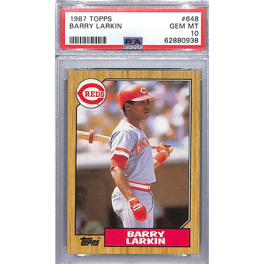 1987 Topps #648 Barry Larkin PSA 10 GEM MINT RC Rookie Cincinnati Reds Baseball Card