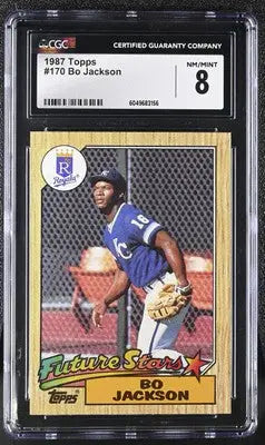 Graded 1987 Topps Bo Jackson baseball card displayed in a product listing