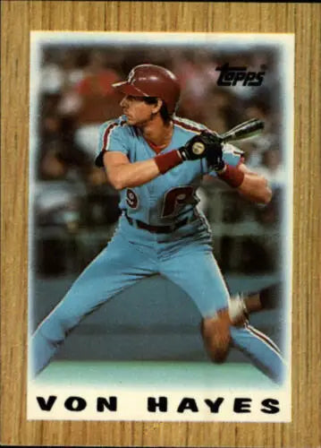 1987 Topps Mini Leaders #28 Von Hayes baseball card with original gloss, Phillies collectible