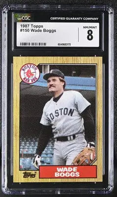 Graded 1987 Topps Wade Boggs baseball card in CGC 8 slab showcasing Topps Wade Boggs collection