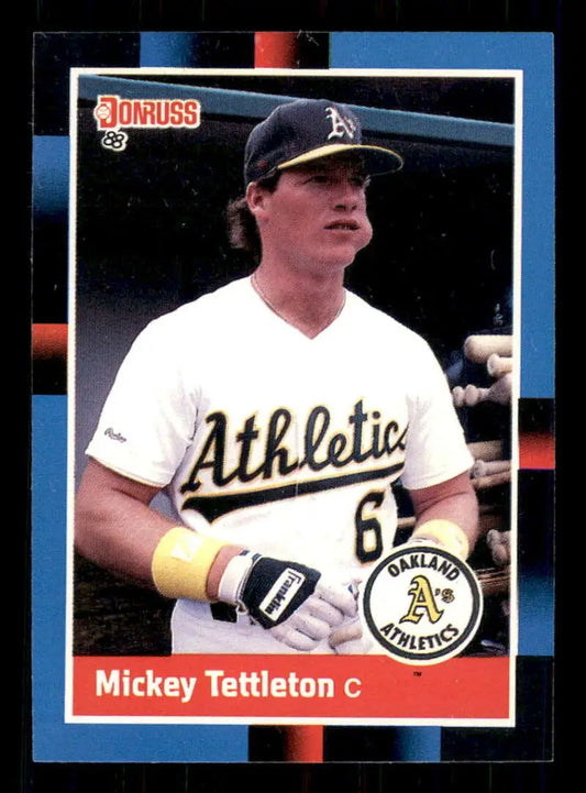 1988 Donruss #103 Mickey Tettleton Oakland Athletics Baseball Card featuring player jersey 62