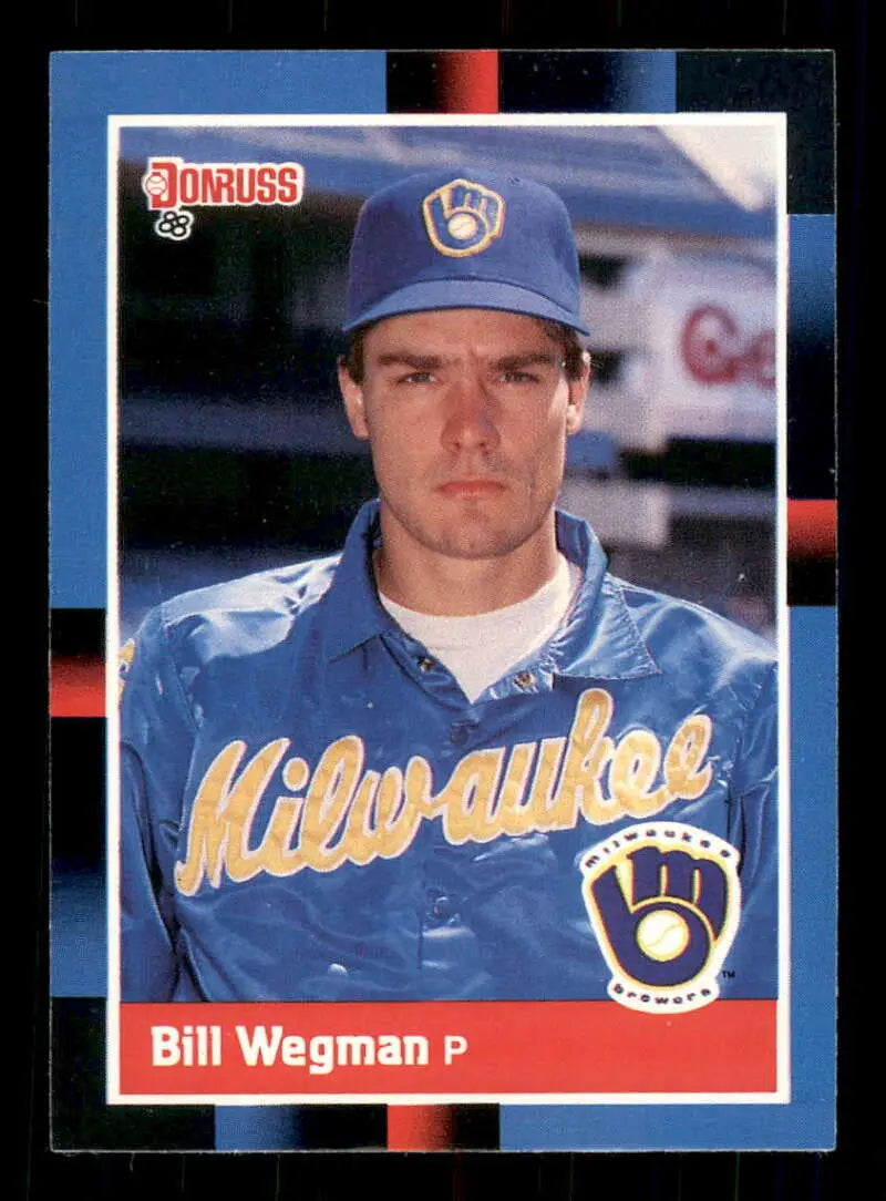 1988 Donruss #151 Bill Wegman baseball card Milwaukee Brewers pitcher in blue uniform