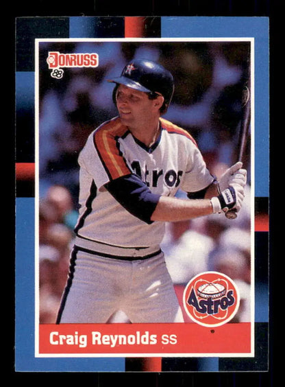 1988 Donruss #209 Craig Reynolds Baseball Card of Houston Astros Shortstop in Navy Uniform