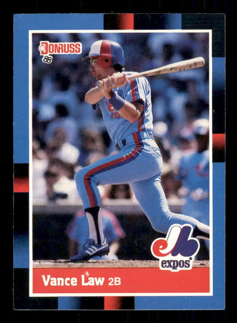 Montreal Expos baseball card of Vance Law in classic uniform for trading cards collectors