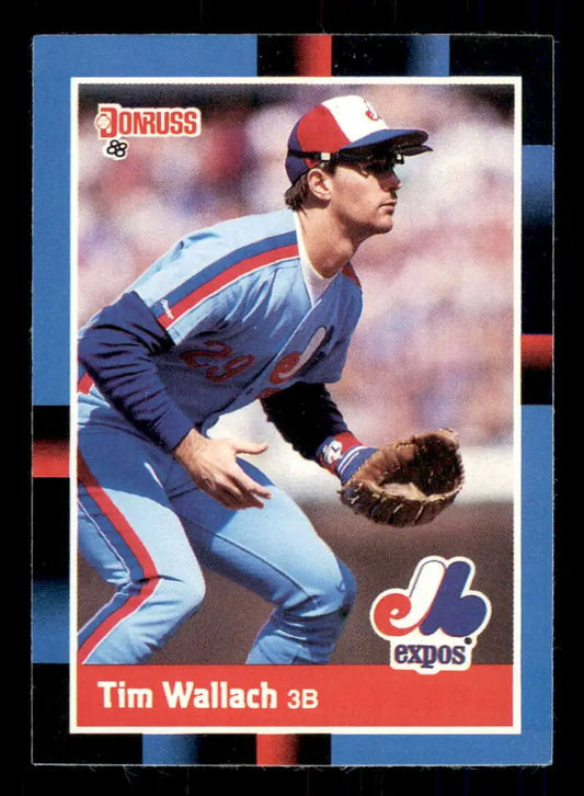 1988 Donruss #222 Tim Wallach baseball card featuring Montreal Expos fielding stance