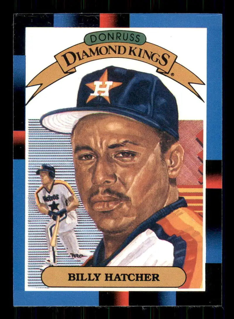 1988 Donruss Billy Hatcher DK baseball card featuring Houston Astros player in navy cap