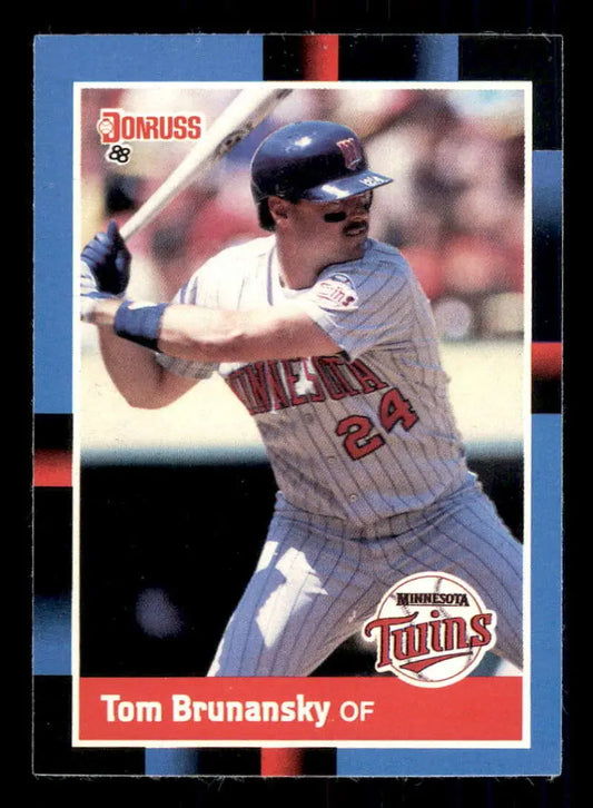 Minnesota Twins player Tom Brunansky batting on 1988 Donruss baseball card trading cards