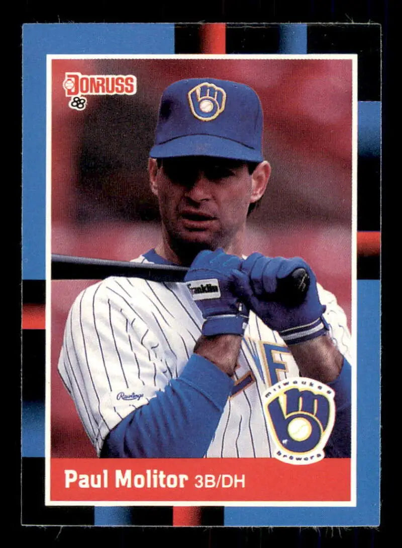 1988 Donruss Baseball Card of Paul Molitor in Milwaukee Brewers Home Uniform