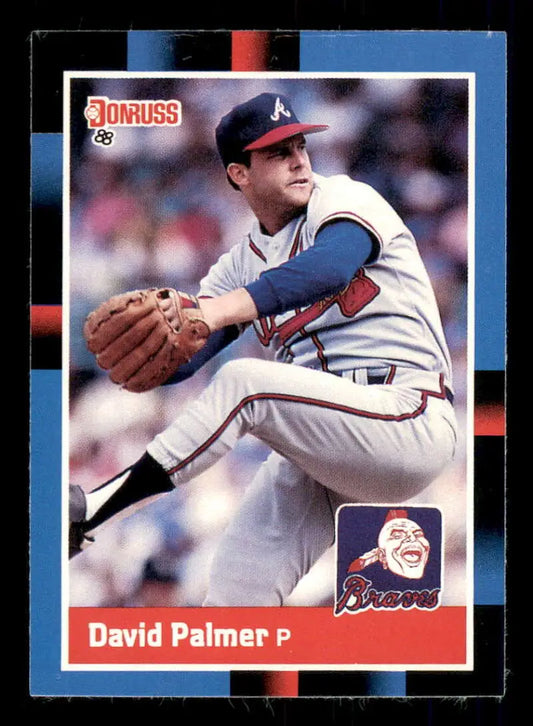 1988 Donruss #266 David Palmer baseball card featuring Atlanta Braves pitcher in delivery