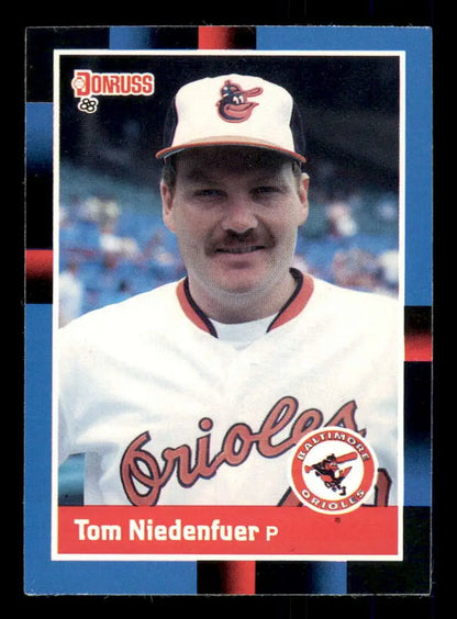 1988 Donruss baseball card of Tom Niedenfuer in Baltimore Orioles uniform