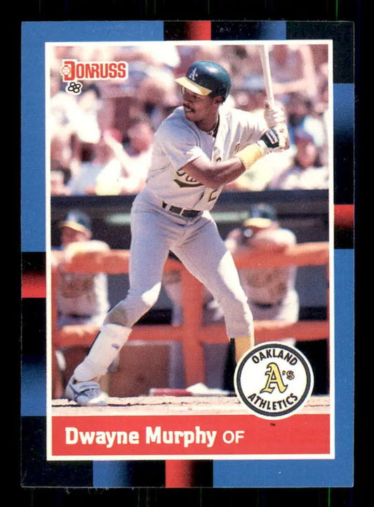 1988 Donruss baseball card of Dwayne Murphy from the Oakland Athletics at bat