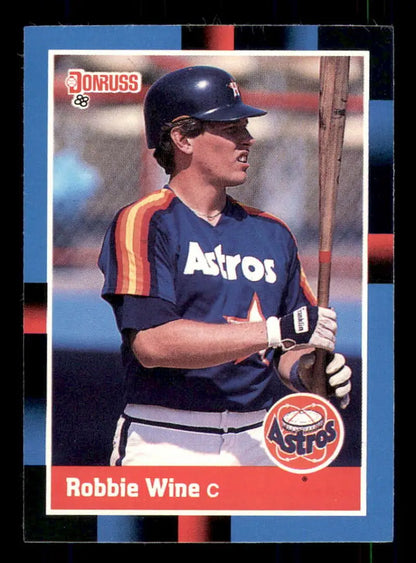 Robbie Wine Houston Astros baseball card in navy blue and orange rainbow-striped uniform
