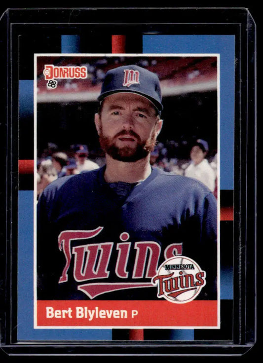 Baseball card of Bert Blyleven in Minnesota Twins navy blue uniform