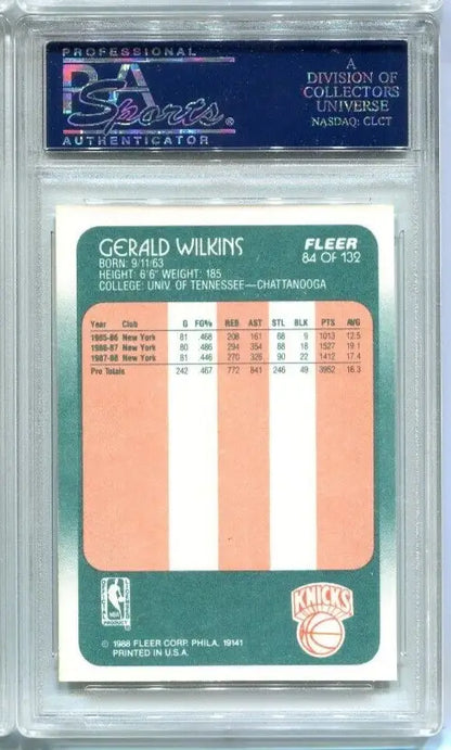 Gerald Wilkins 1988 Fleer trading card #84 PSA 8 New York Knicks collectible
