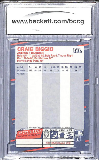 Graded 1989 Fleer Update Glossy Craig Biggio BCCG 10 Mint or Better card