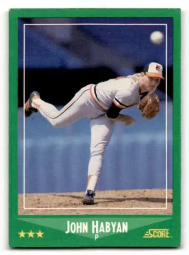 Baseball card featuring John Habyan Baltimore Orioles with original gloss condition