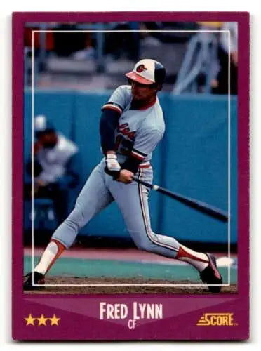 Original gloss 1988 Score #42 Fred Lynn Baltimore Orioles baseball card in EX/NM condition