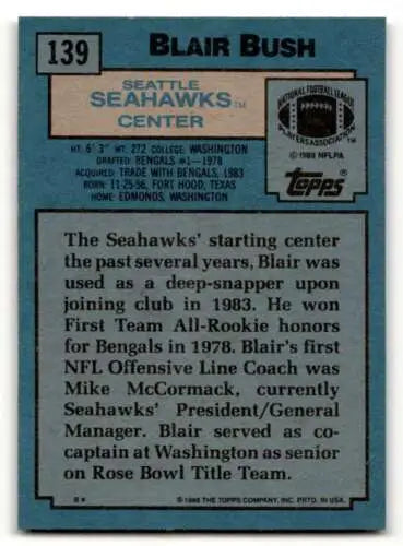 Blair Bush Seattle Seahawks football card 1988 Topps original gloss condition