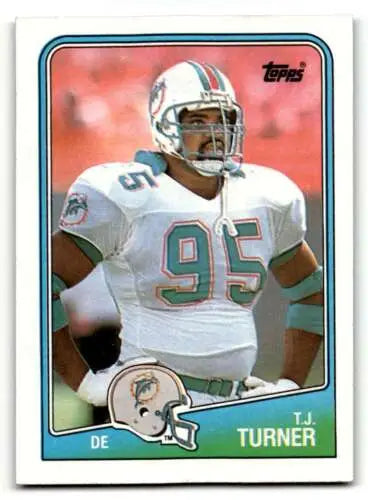 T.J. Turner Miami Dolphins football card with original gloss from 1988 Topps series