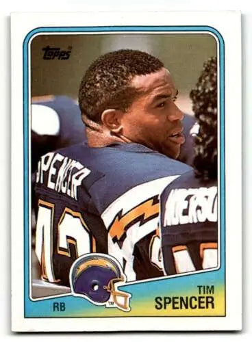 Tim Spencer San Diego Chargers football card in original gloss condition, 1988 Topps #204