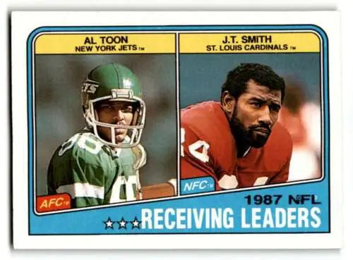1987 NFL football card featuring Al Toon and J.T. Smith, original gloss collectible