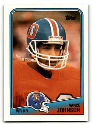 Vance Johnson Denver Broncos football card with original gloss from 1988 Topps