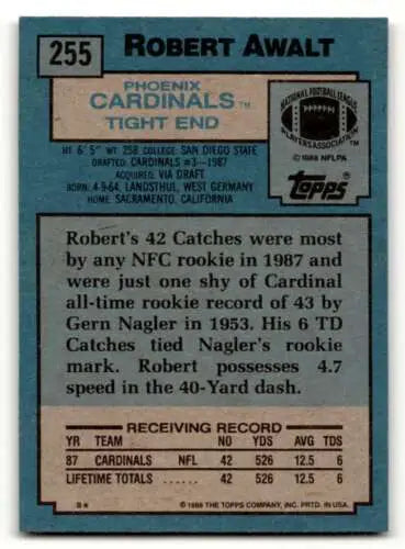 Robert Awalt Phoenix Cardinals football card with original gloss in EX/NM condition