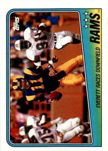 Vintage NFL trading card of Rams Team Leaders featuring Jim Everett with original gloss