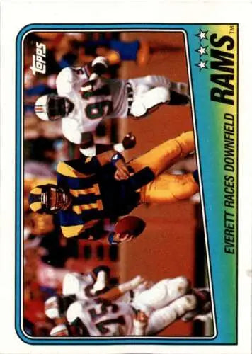 Vintage Topps football card featuring Rams Team Leaders Jim Everett in original gloss