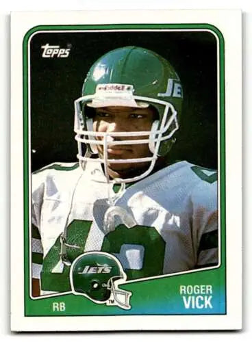 Roger Vick New York Jets football card with original gloss from 1988 Topps set