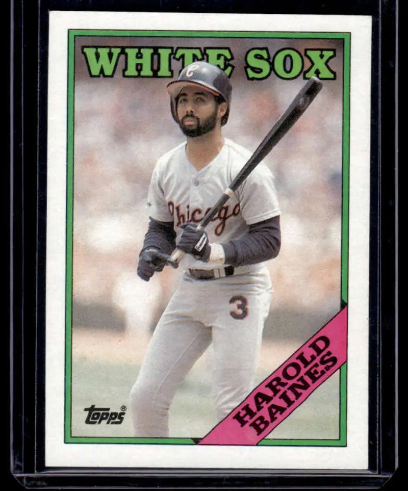 1988 Topps Harold Baines baseball card of Chicago White Sox player in white uniform