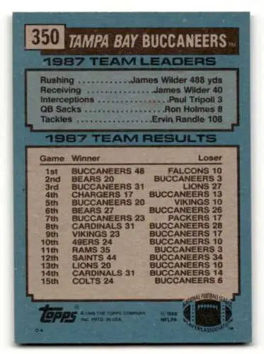 1988 Topps Tampa Bay Buccaneers football card featuring Wilder Free with original gloss