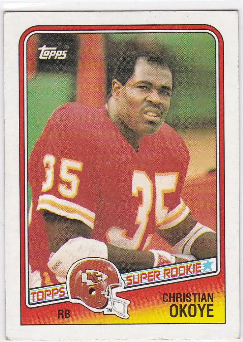 Christian Okoye football card from 1988 Topps #363 RC Kansas City Chiefs collectible