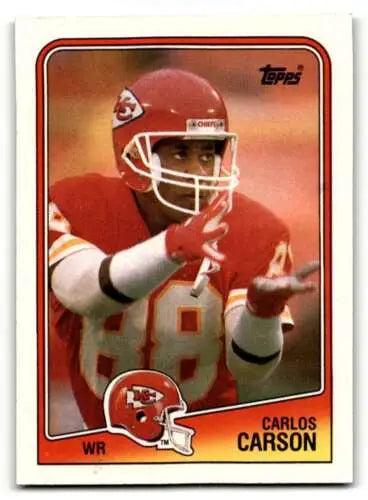 Carlos Carson Kansas City Chiefs football card with original gloss from 1988 Topps