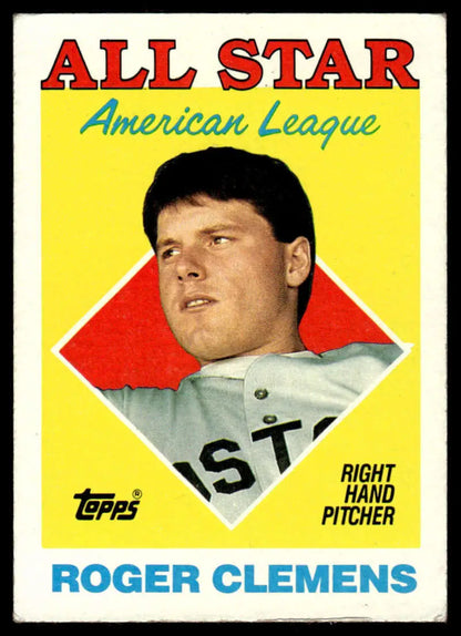 1988 Topps #394 Roger Clemens Red Sox All-Star Baseball Card, EX/NM Condition