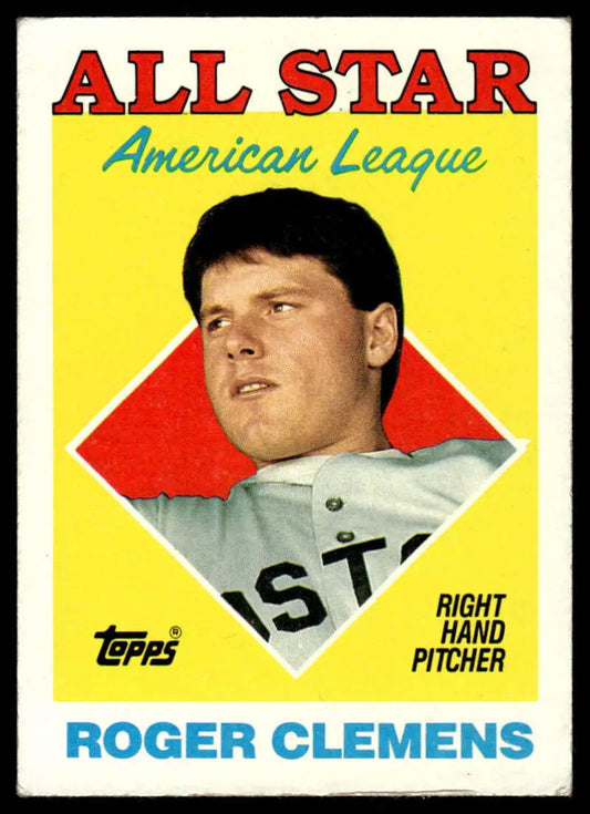 1988 Topps #394 Roger Clemens Red Sox All-Star Baseball Card, EX/NM Condition