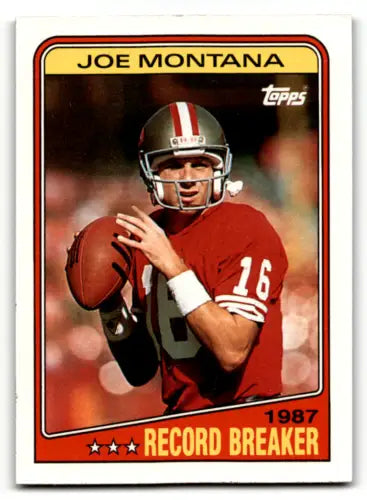 Joe Montana football card 1988 Topps #4 original gloss Simply Sandoval collectible