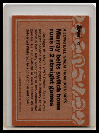 Orange baseball card featuring Eddie Murray, a key piece of baseball history