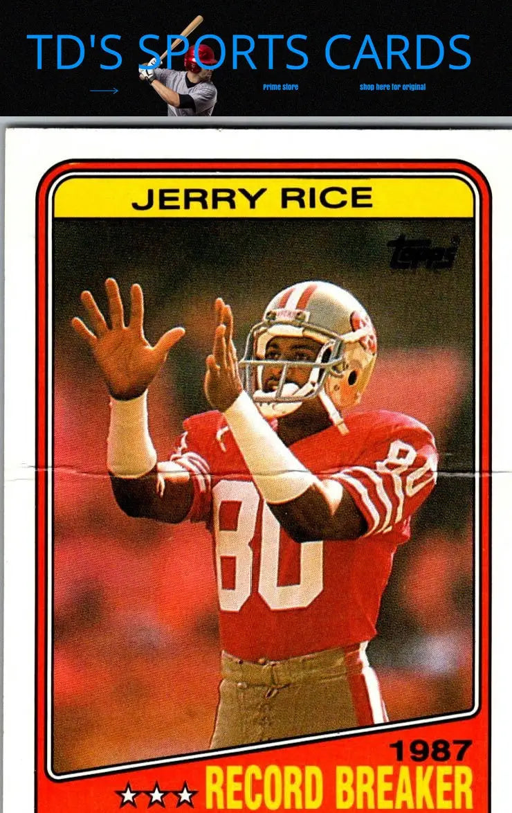 Jerry Rice football trading card from 1988 Topps series, collectible NFL card