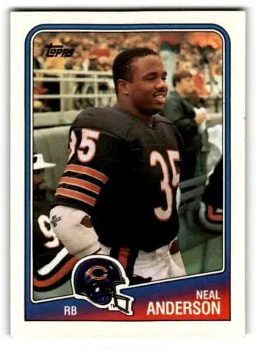 Neal Anderson Chicago Bears football card in original gloss, 1988 Topps #71