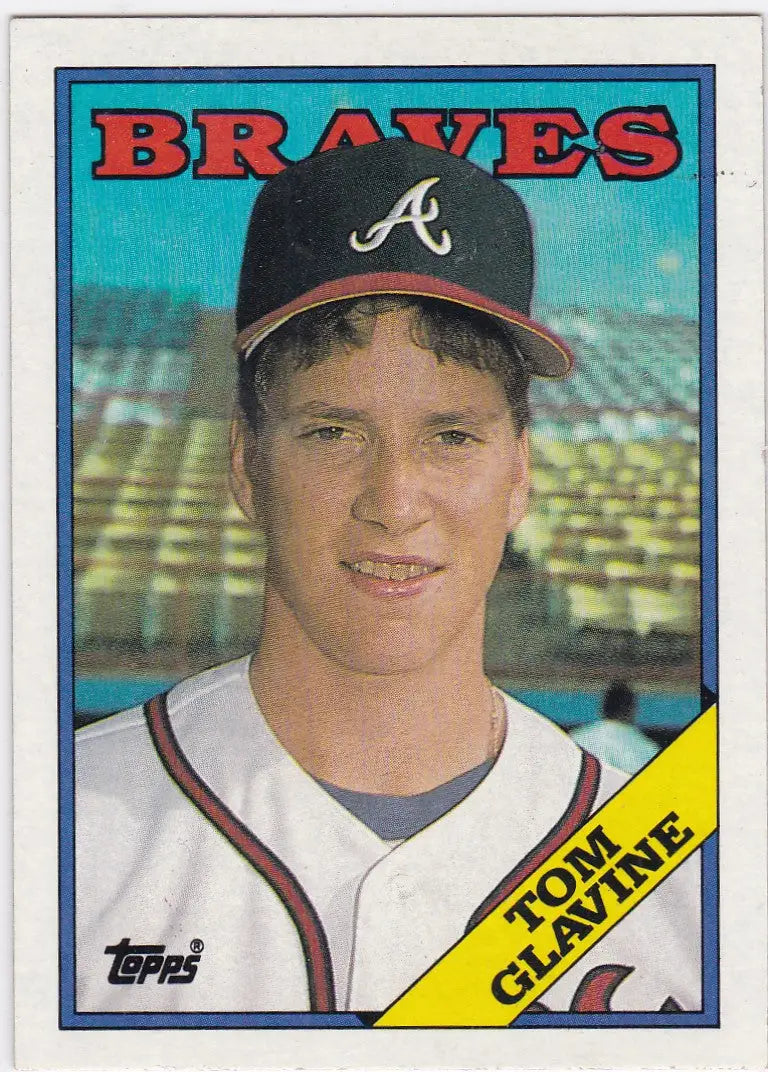 1988 Topps #779 Tom Glavine RC baseball card featuring Atlanta Braves star player