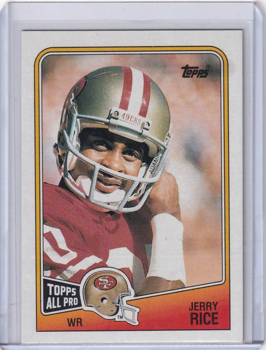 1988 Topps Football #43 Jerry Rice card featuring San Francisco 49ers legend