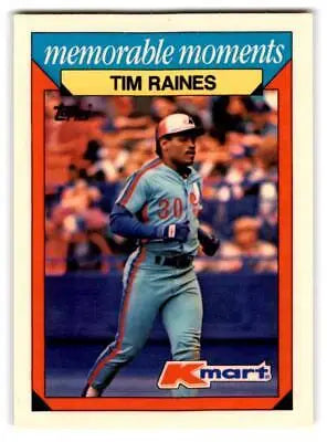 Tim Raines 1988 Topps Kmart Memorable Moments baseball card featuring Montreal Expos